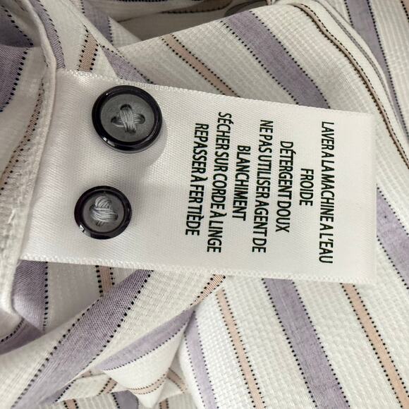 Robert Graham Woven Button Front Long Sleeve Shirt SLATER White Purple M - Picture 7 of 10